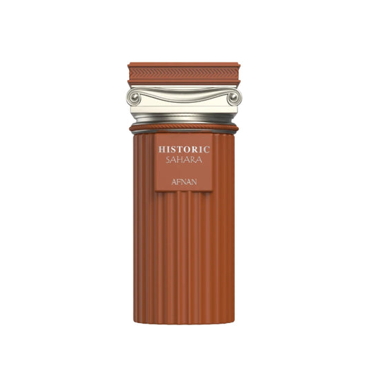 Afnan Historic Sahara perfume bottle on a light gray background
